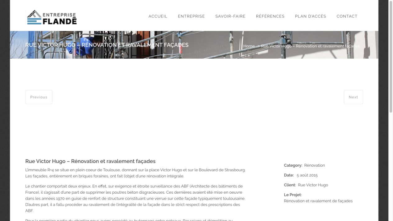 Capture du site de Entreprise Flandé