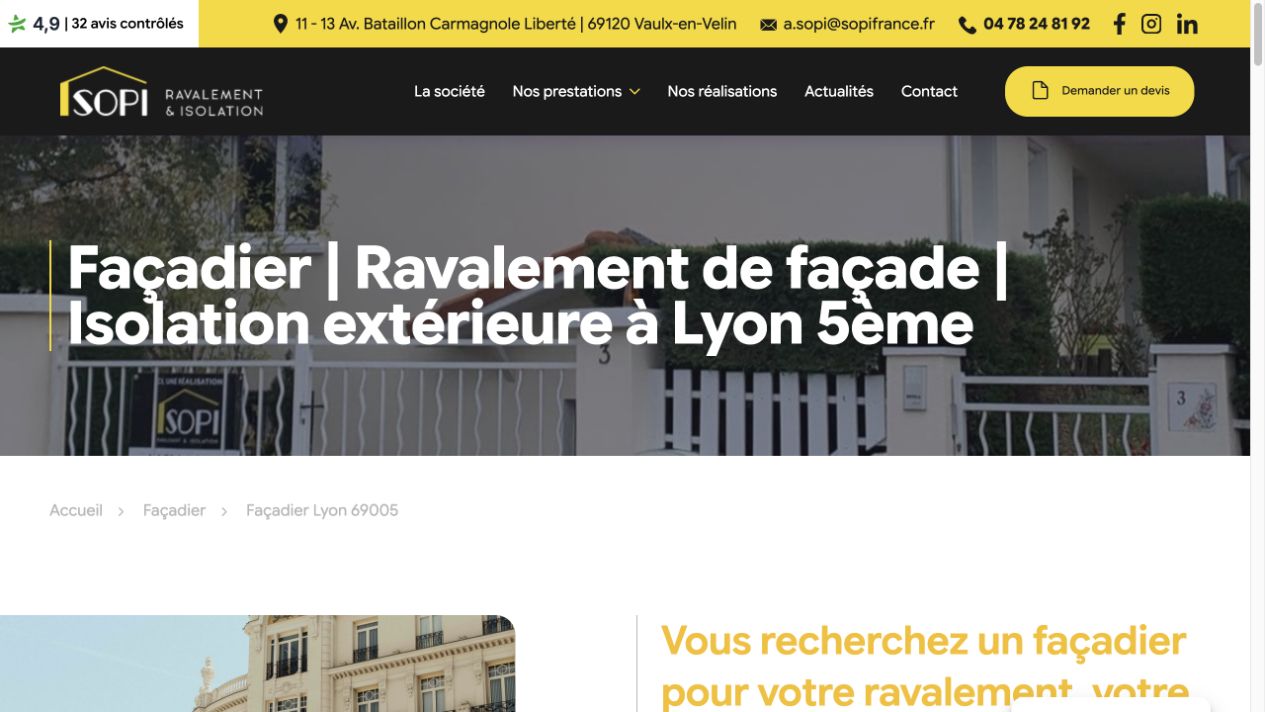 Capture du site de SOPI