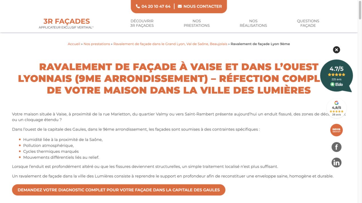 Capture du site de 3R Façades