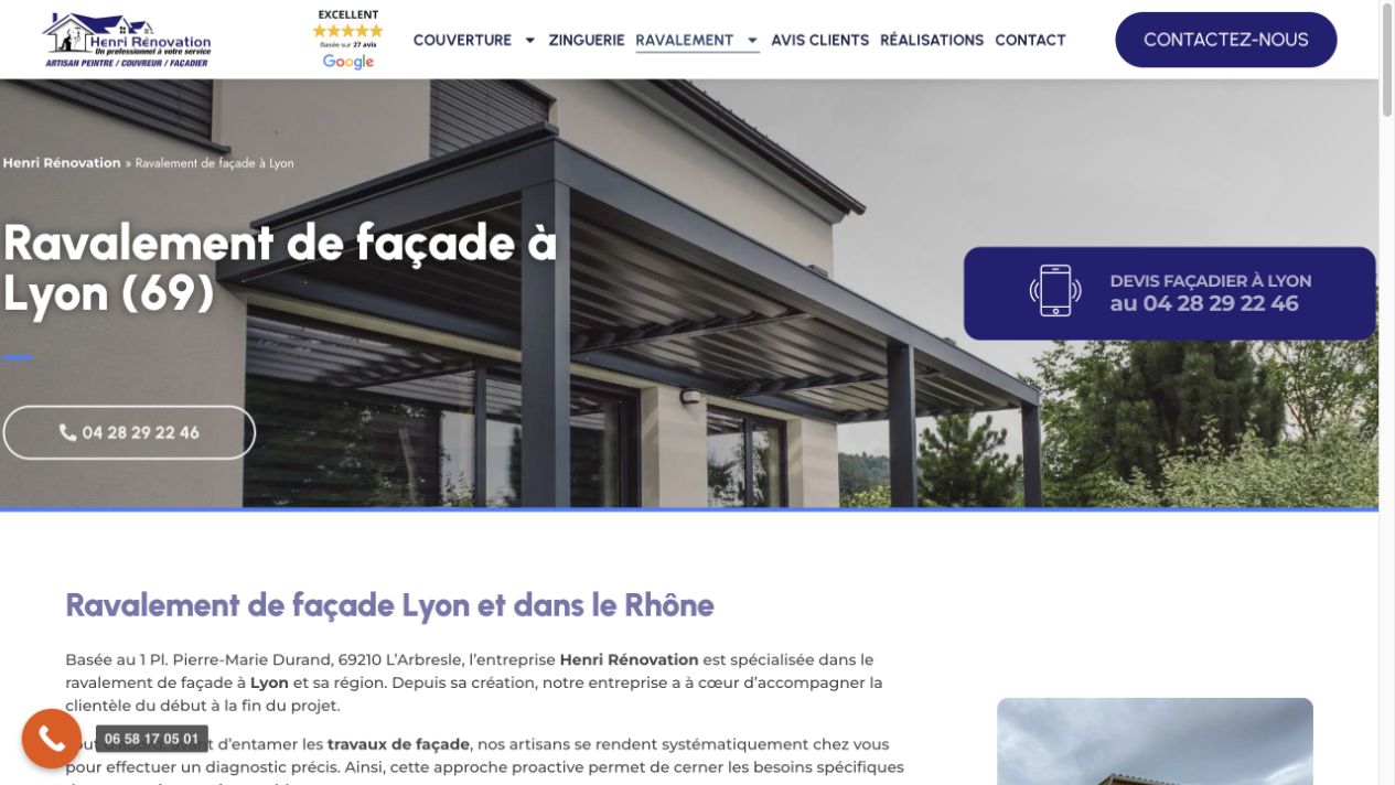 Capture du site de Henri Rénovation
