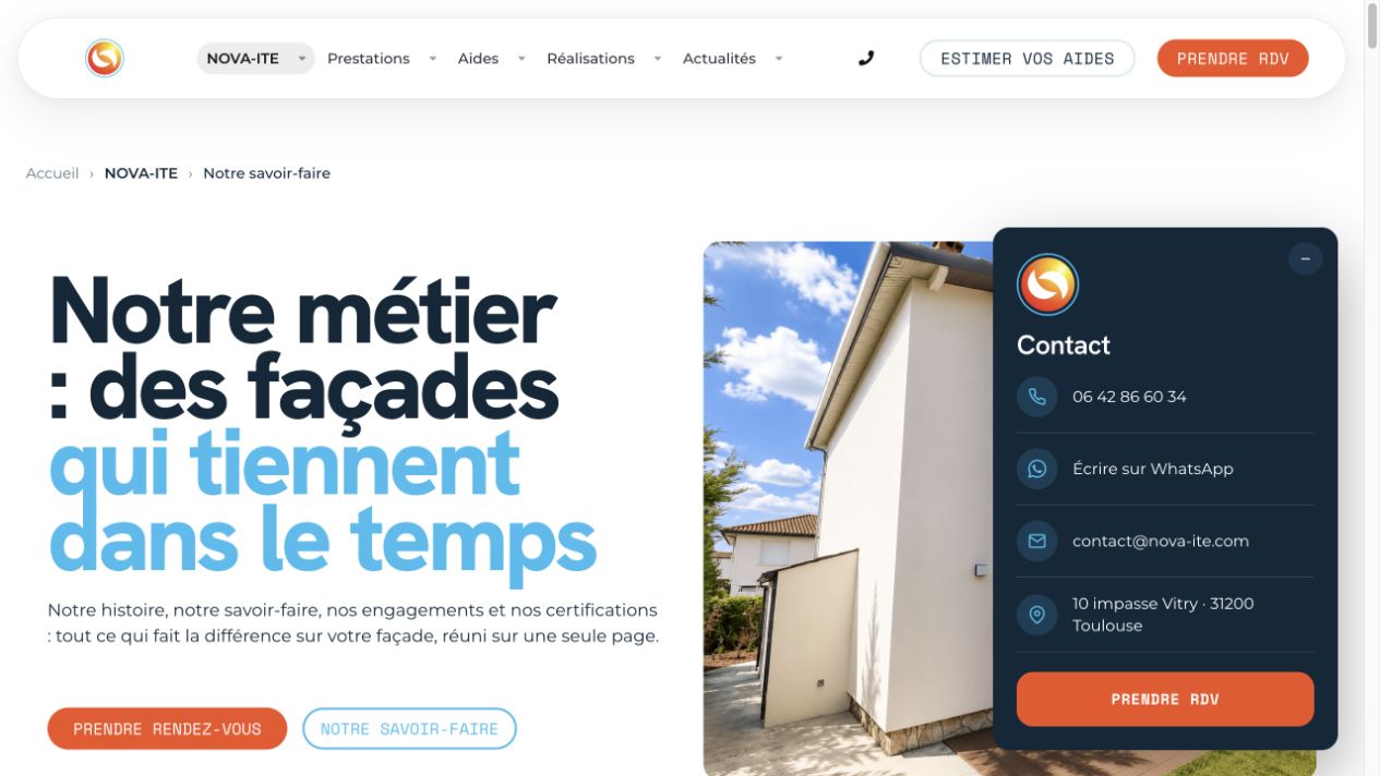 Capture du site de NOVA-ITE